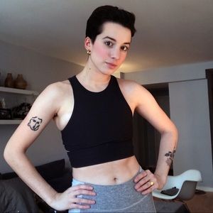 Outdoor Voices Slashback Crop Top in Charcoal